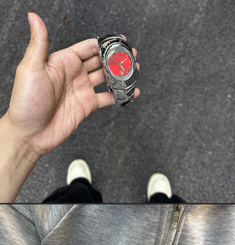 Y2K Irregular Oval Quartz Wrist Watch