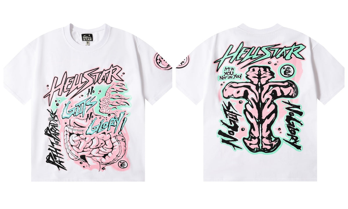 Hellstar Series Vintage Graphic Print Loose Unisex Streetwear T-Shirt