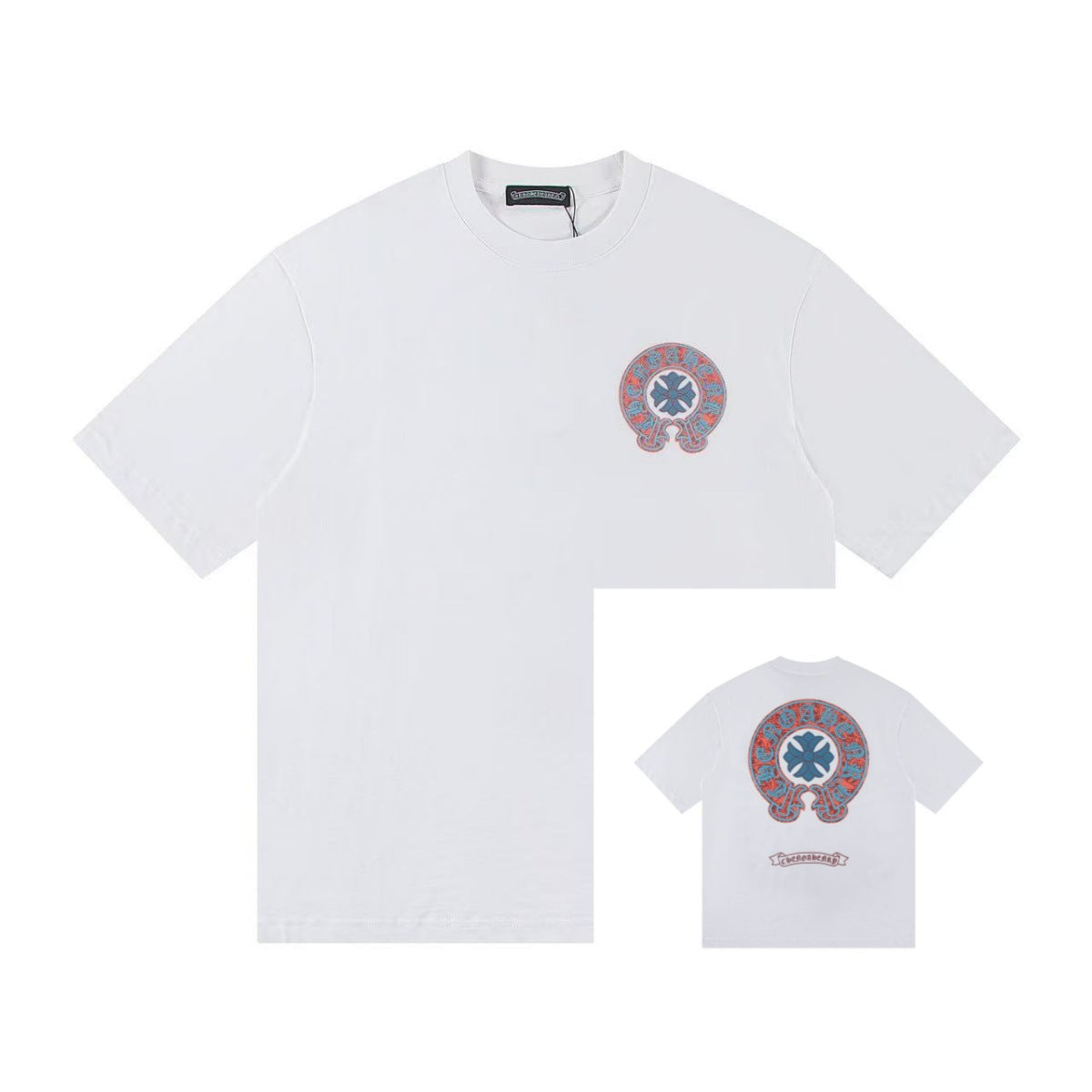 Chrome Hearts Color Sanskrit Cross Horseshoe Print Short Tee Unisex