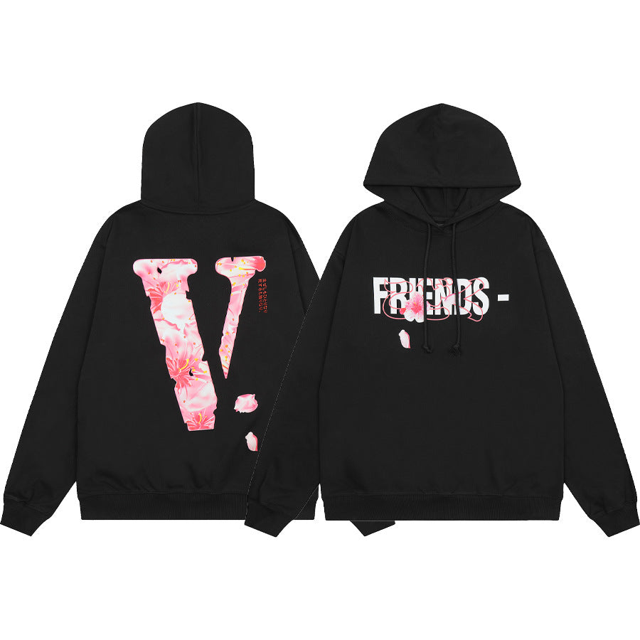 Vlone Multi Pattern Big V Graphic Oversized Hoodie Streetwear Unisex