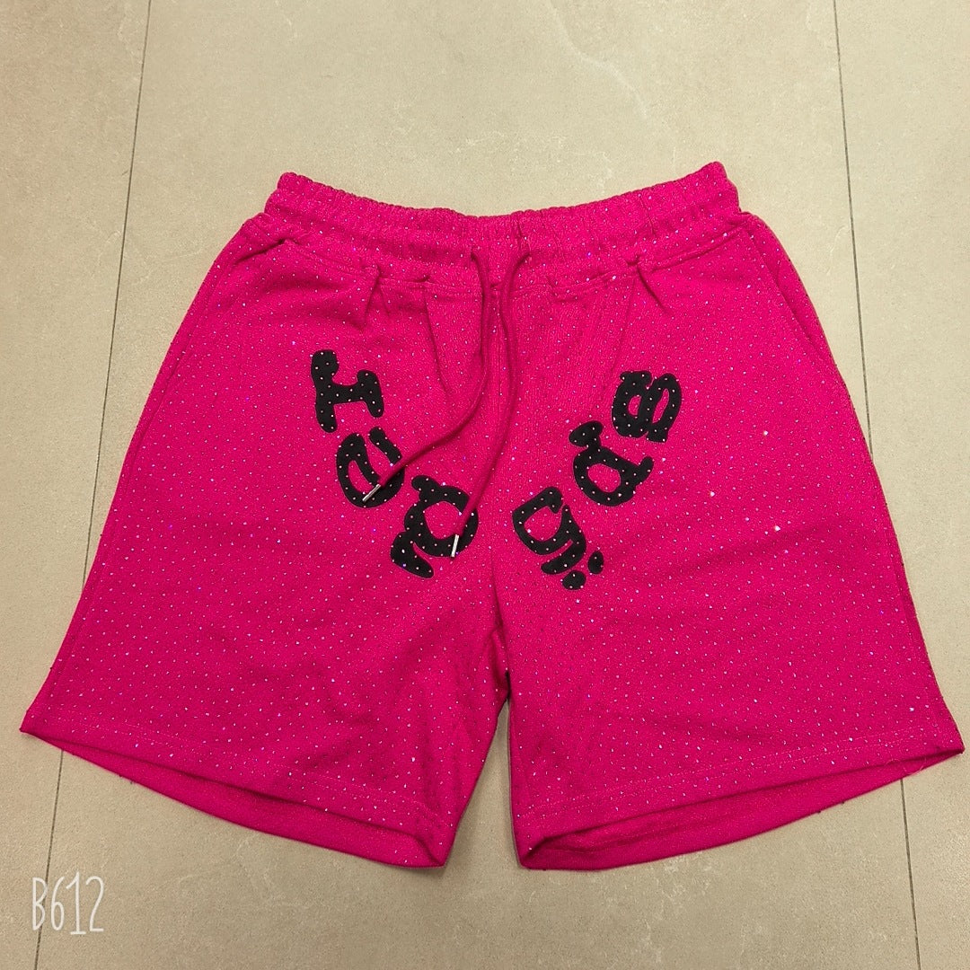 Sp5der Full Rhinestone T-Shirt & Shorts Matching Set