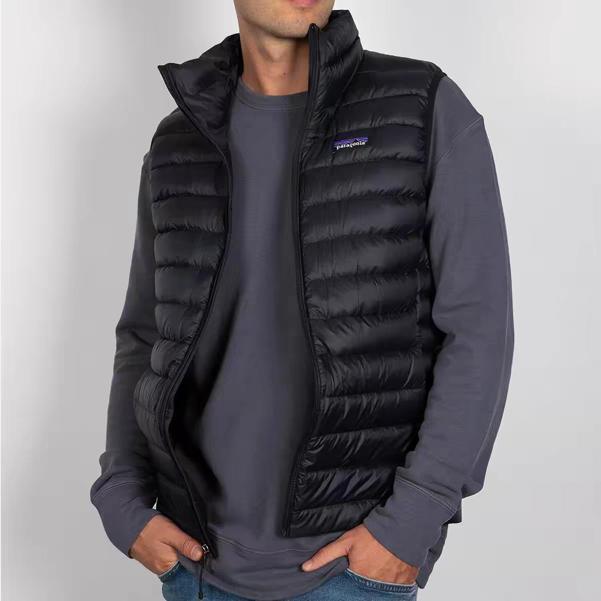 Patagonia Packable Down Vest Stand Collar Zip Outdoor Warm Gilet