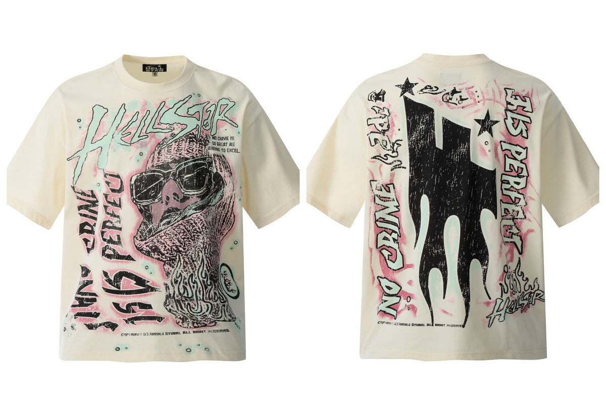 Hellstar Multi‑Graphic Vintage Washed Oversized Tee Streetwear