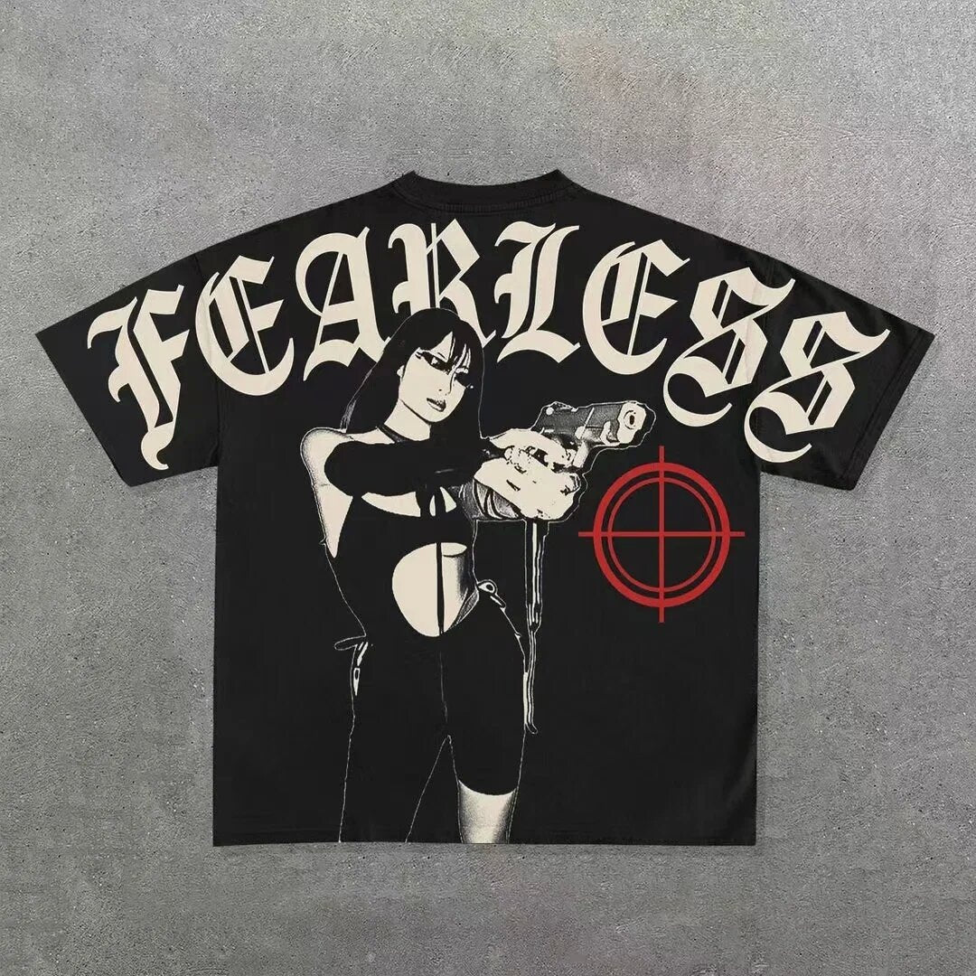Y2K Punk Gothic Skimaske Grafik Unisex Oversized Streetwear T-Shirt