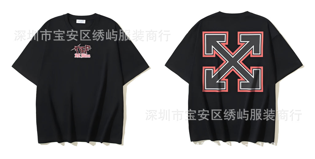 Figure Arrow Graphic Print Streetwear Crew Neck Short Sleeve T Shirt