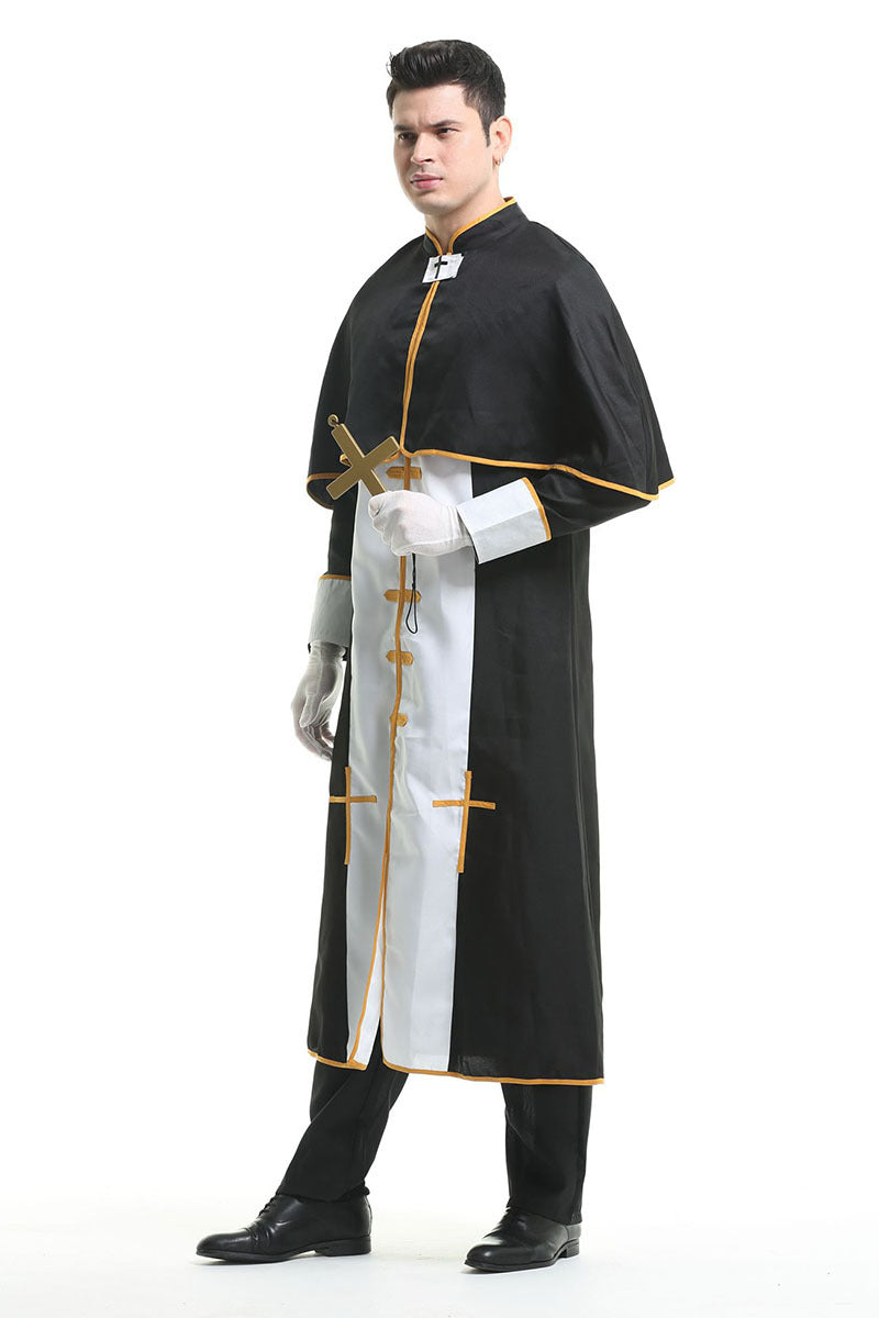 Halloween Men Priest Father Cosplay Religious Robe Carnival Party Sets