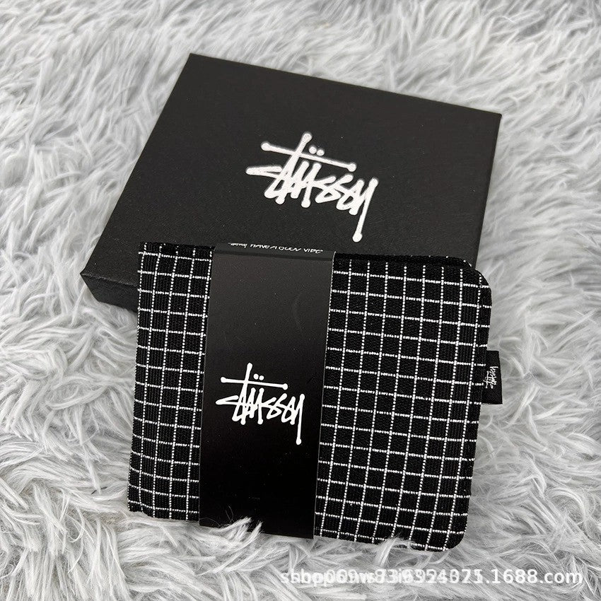 Stussy Canvas Bifold Wallet Multi Pattern Card Holder Coin Purse