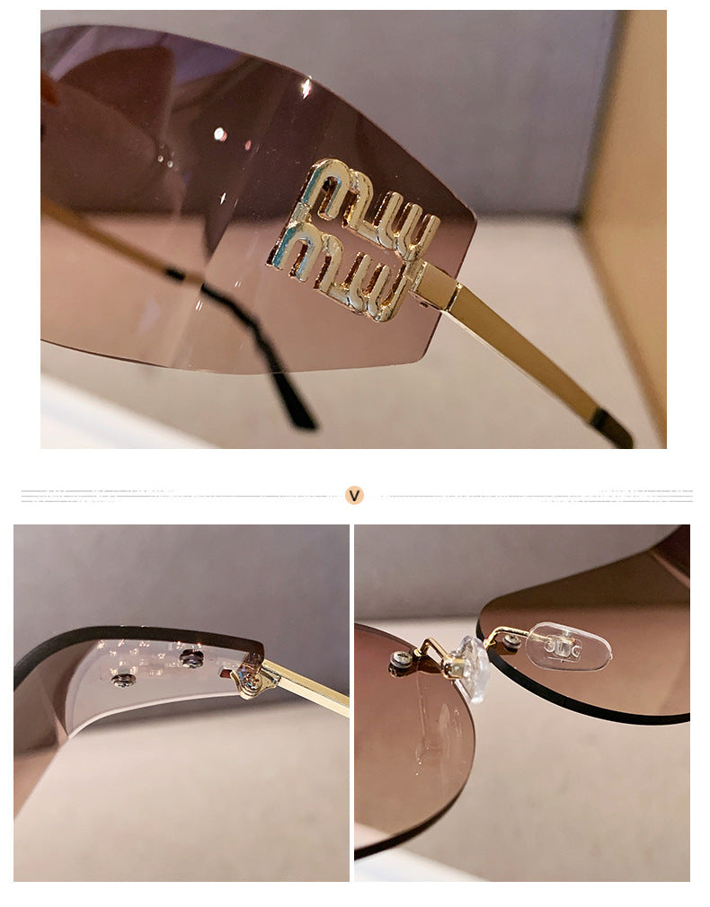Miu Miu MU 54YS Y2K Rimless Gradient Narrow Frame Womens Sunglasses