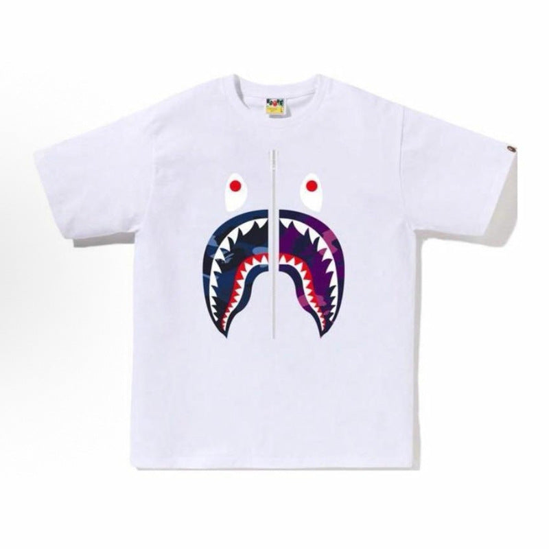 BAPE Ape Head Shark Print Unisex Casual T-Shirt