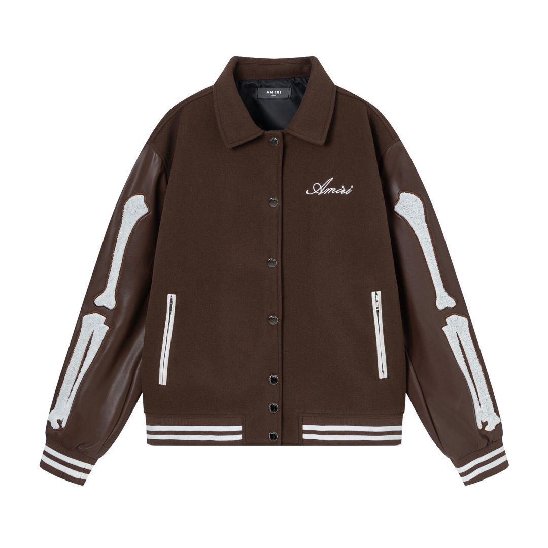 Amiri Bones Varsity Jacket Embroidery Wool Blend Baseball