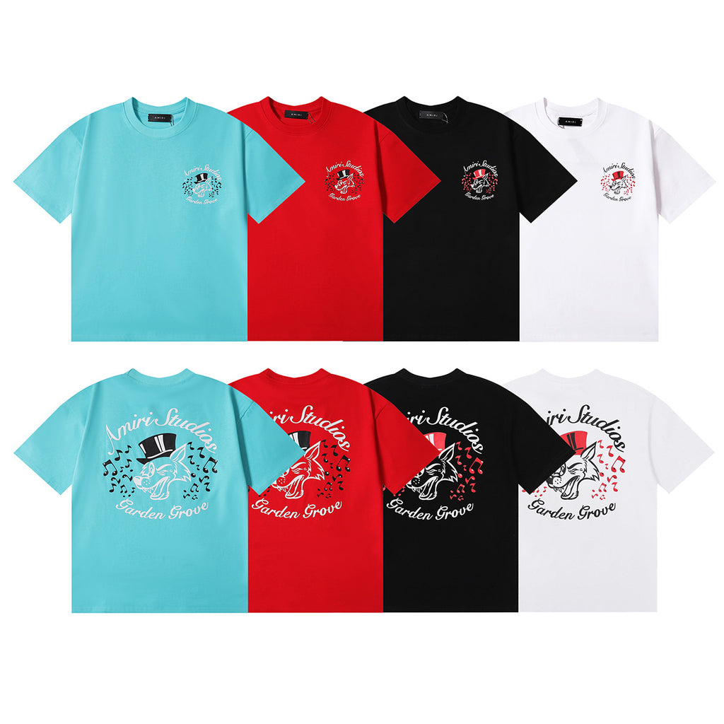 Amiri Rose Skull Letter Graphic Short Sleeve Tee Streetwear Unisex