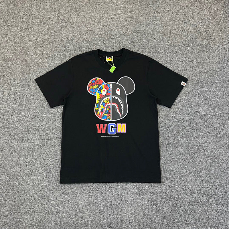 BAPE Ape Shark Graphic Print Loose Unisex Heavyweight Cotton T-Shirt