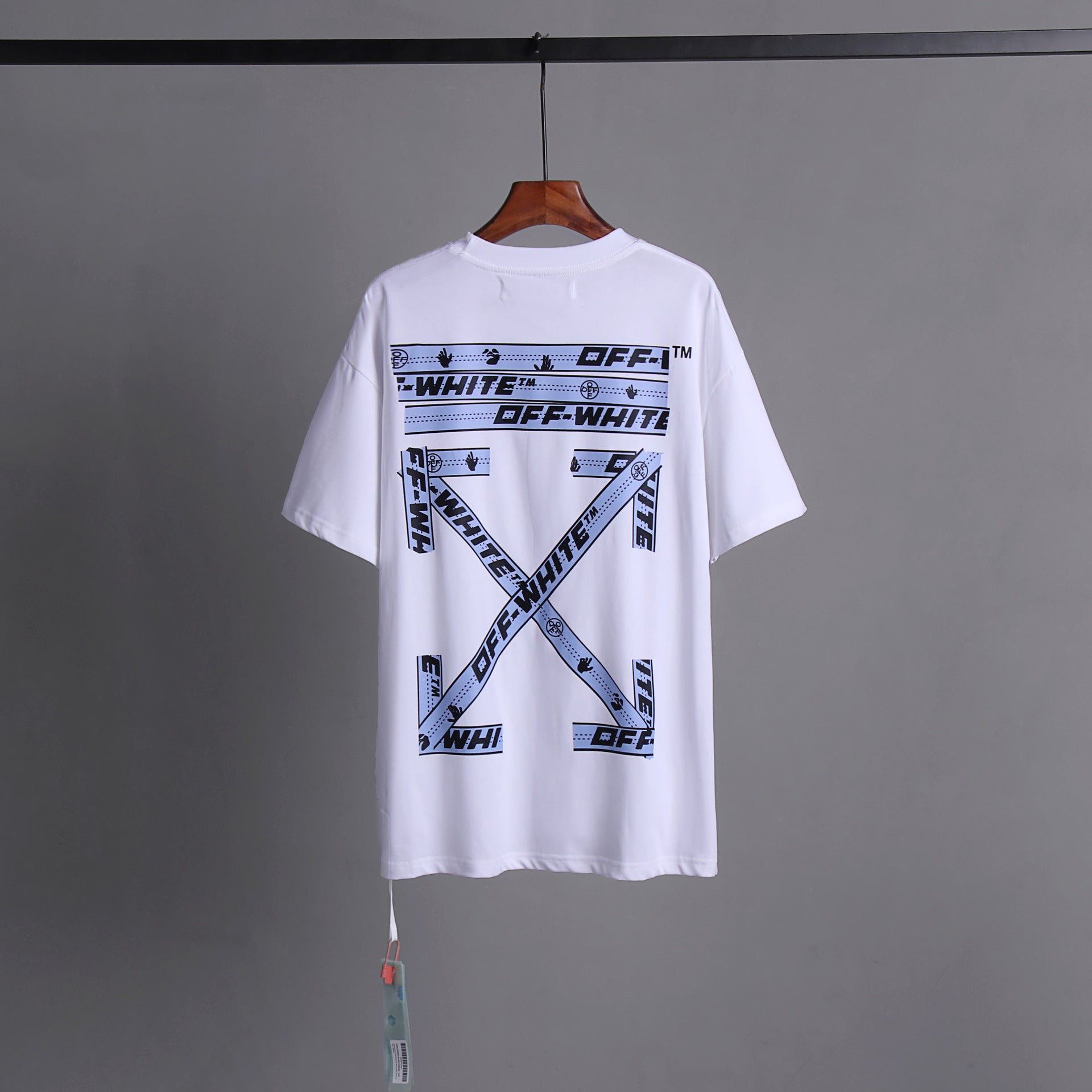 Off White Arrow Hand Letter Graphic Crew Neck Short Sleeve T Shirt