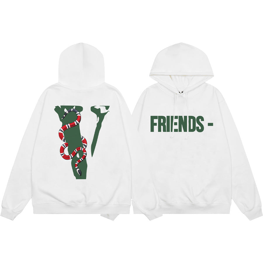 Vlone Multi Pattern Big V Graphic Oversized Hoodie Streetwear Unisex