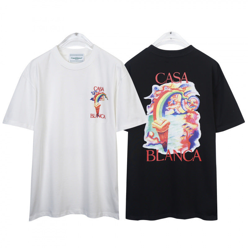 Casablanca Casa Letter Art Print Crew Neck Short Sleeve Tee Unisex