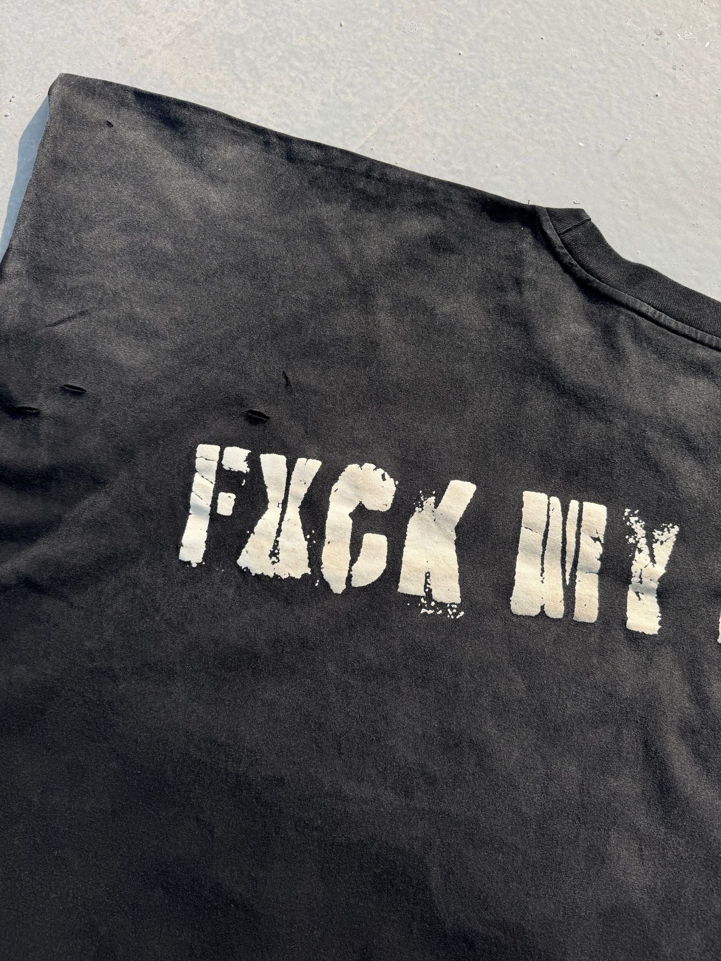 Washed Distressed Drip Letter Print Crew Neck Short Sleeve T Shirt
