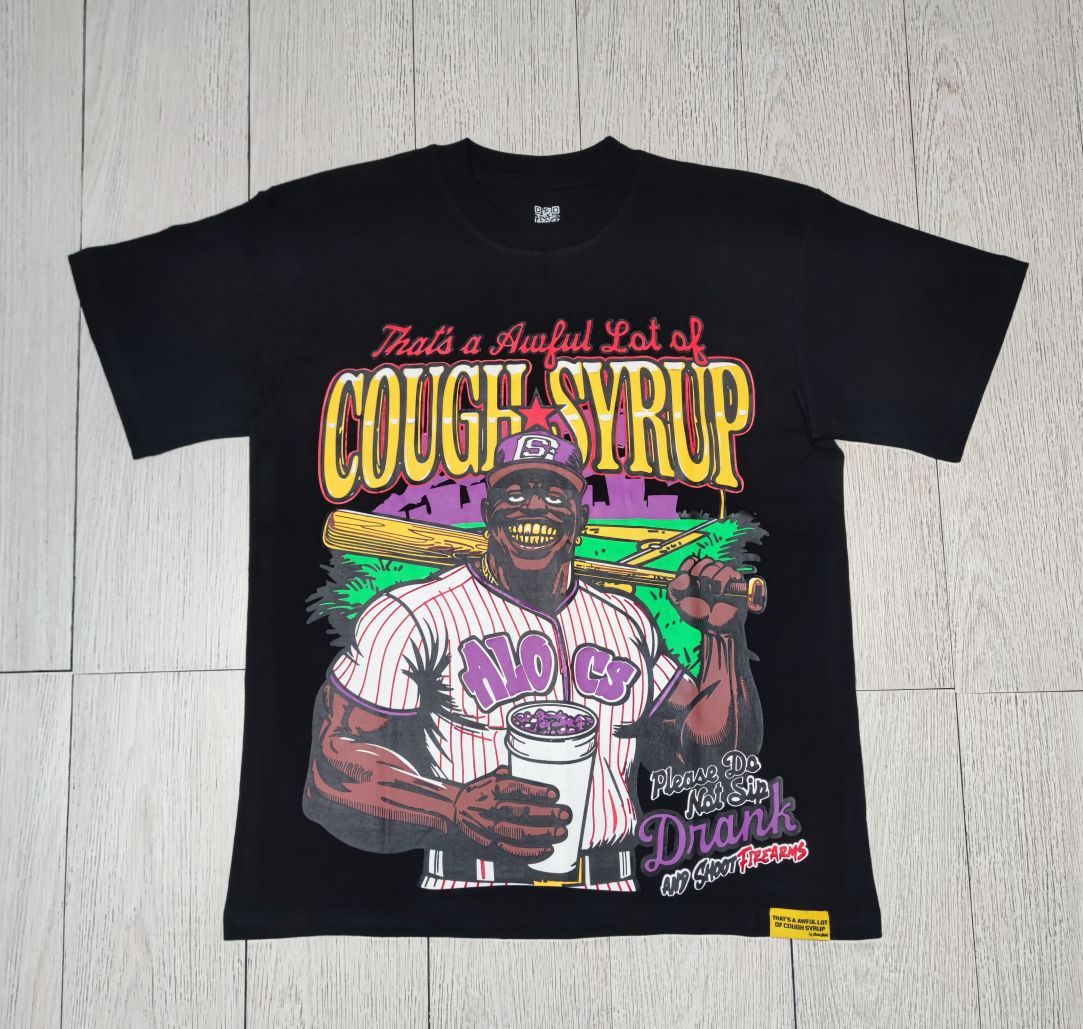 ALOCS Cough Syrup Letter Graphic Short Sleeve Tee Streetwear Unisex