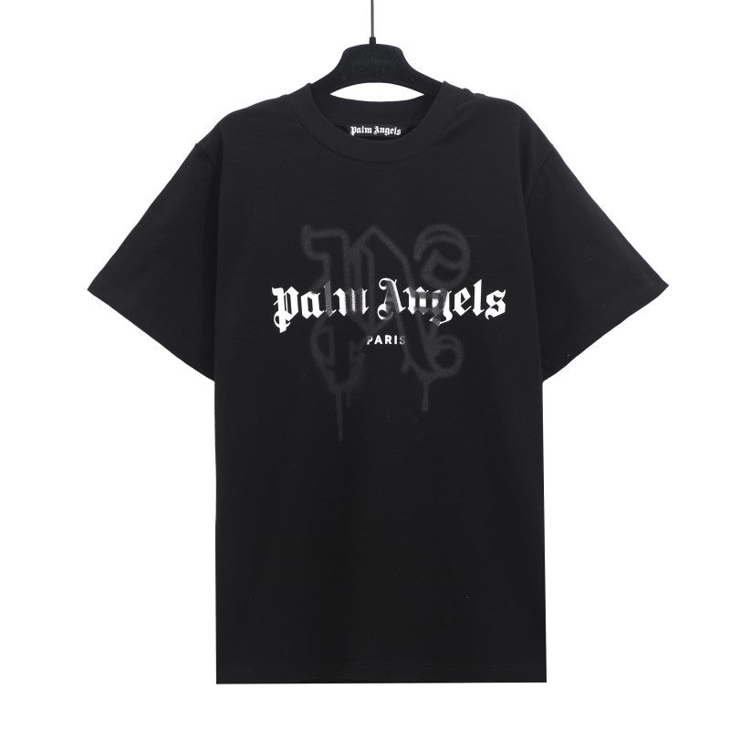 Palm Angels Graffiti Flame Palm Tree Graphic Oversized Tee Streetwear