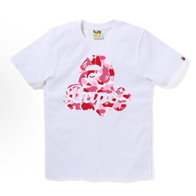 BAPE Ape Head Shark Print Loose Casual Unisex Short Sleeve T-Shirt