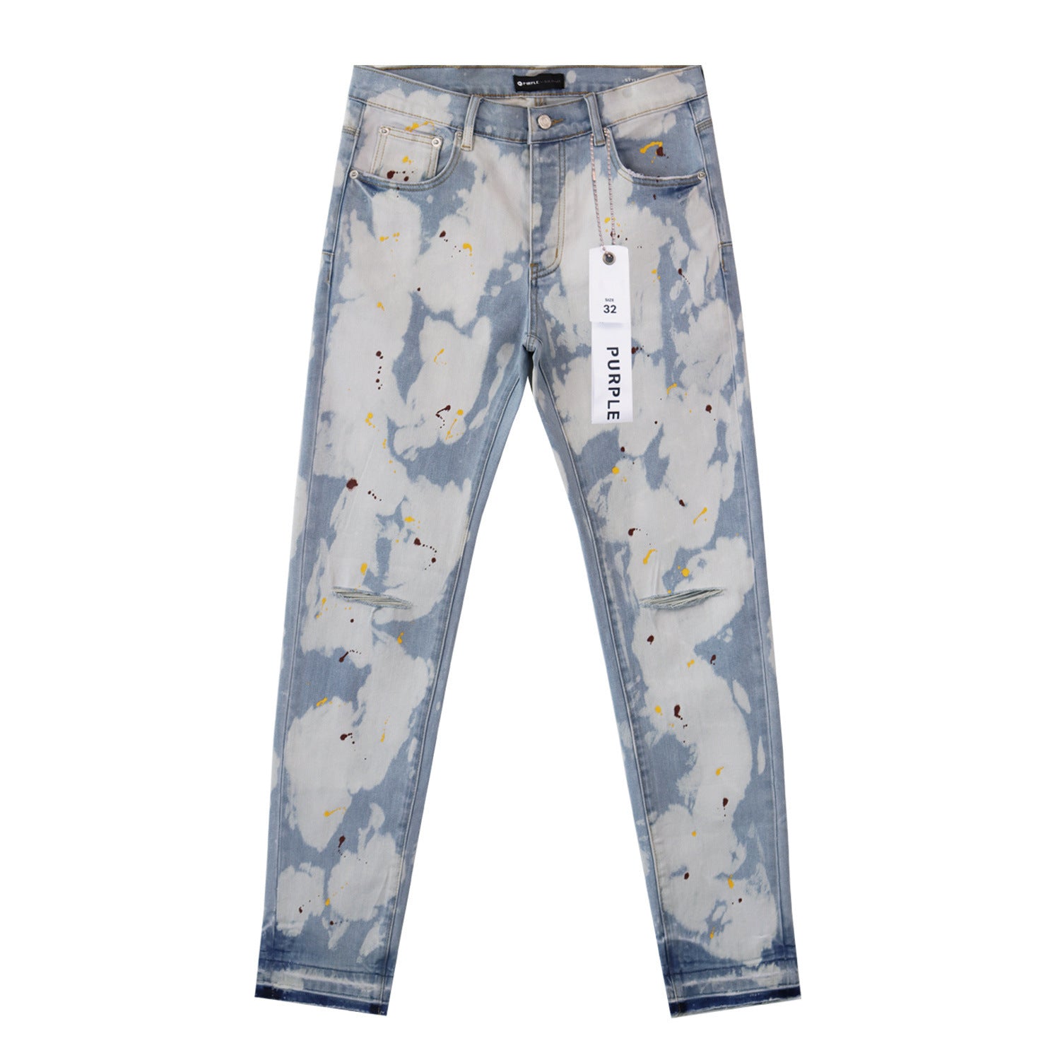 Purple Brand Splash Paint Ripped Skinny Denim Jeans Unisex