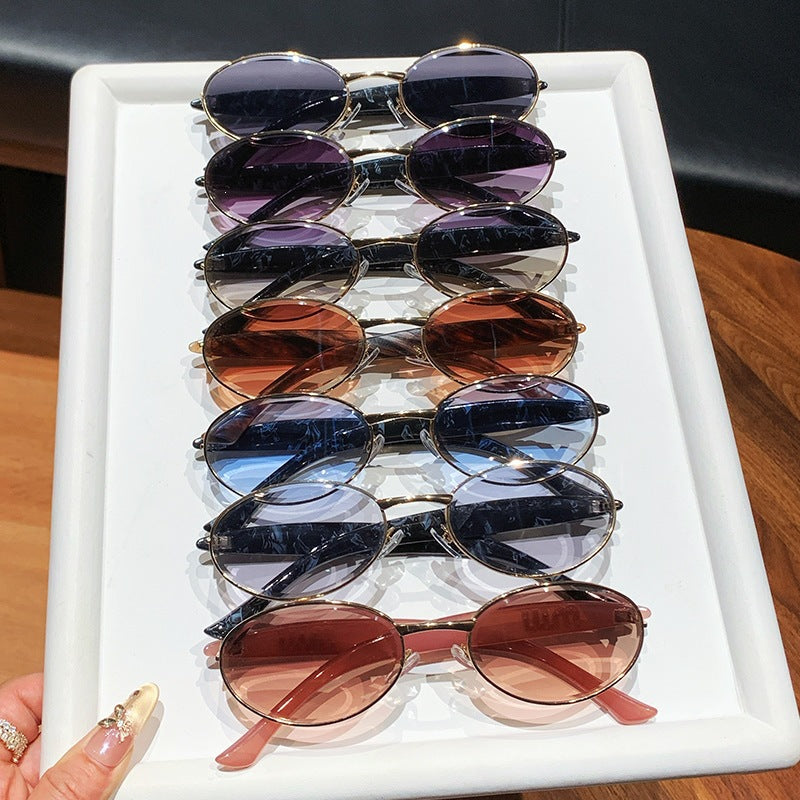 Miu Miu SMU52YS Sardine Oval Metal Sunglasses Gradient Lens Women Y2K