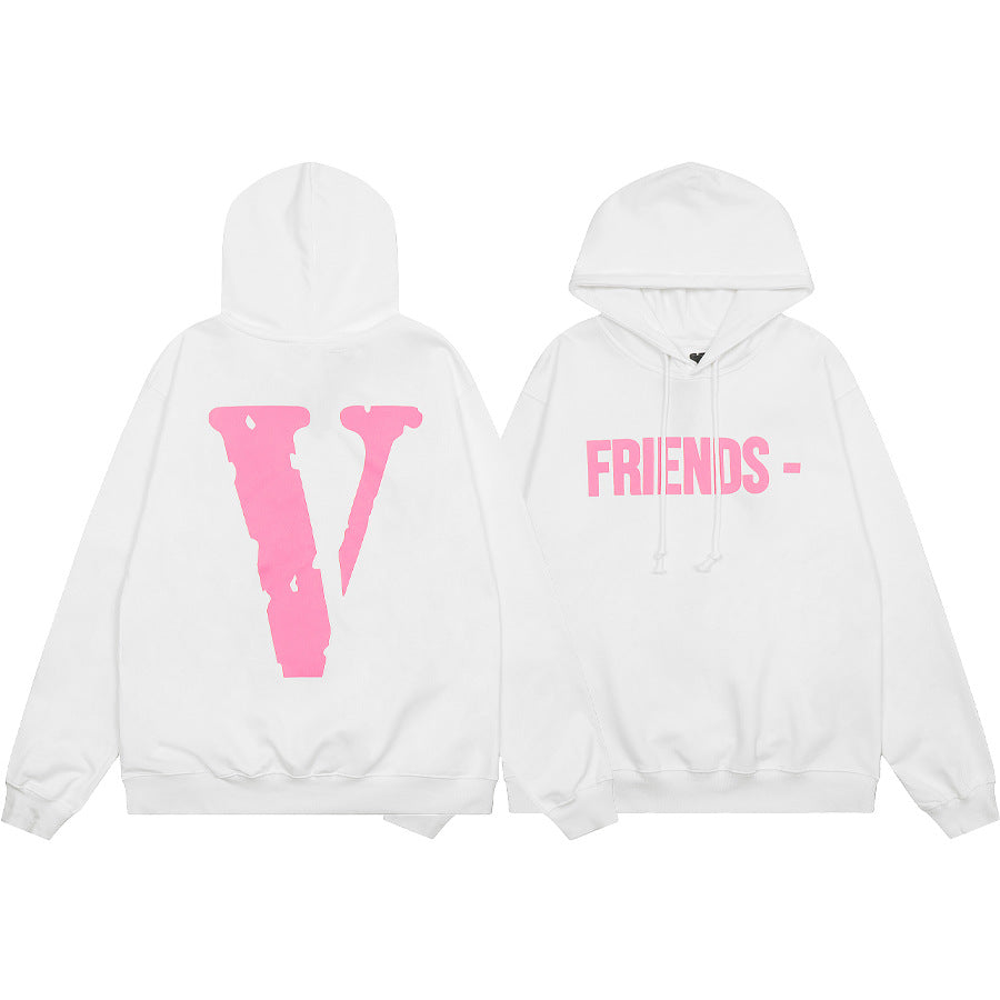 Vlone Multi Pattern Big V Graphic Oversized Hoodie Streetwear Unisex