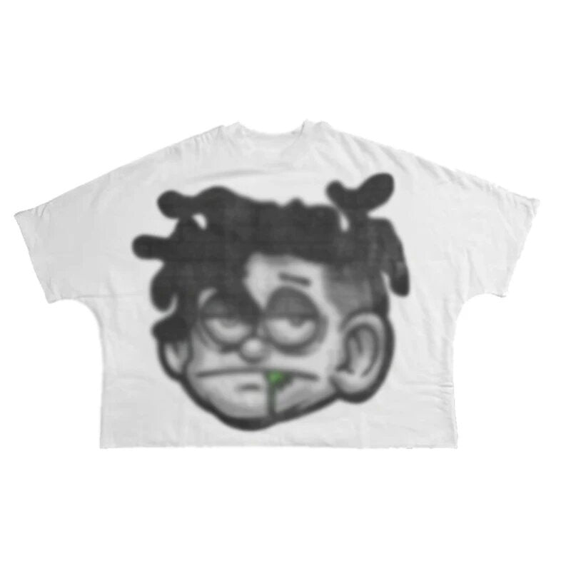 Revealmyfear Y2K Double Sided Cartoon Oversized Vintage Cotton Tee
