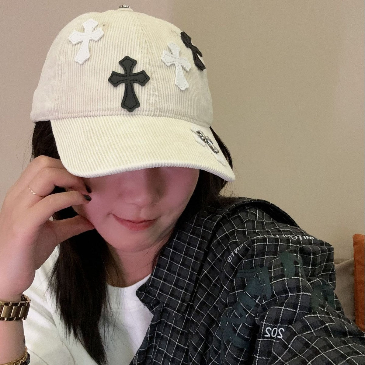 Corduroy Cross Patch Vintage Baseball Cap Streetwear Multi‑Style