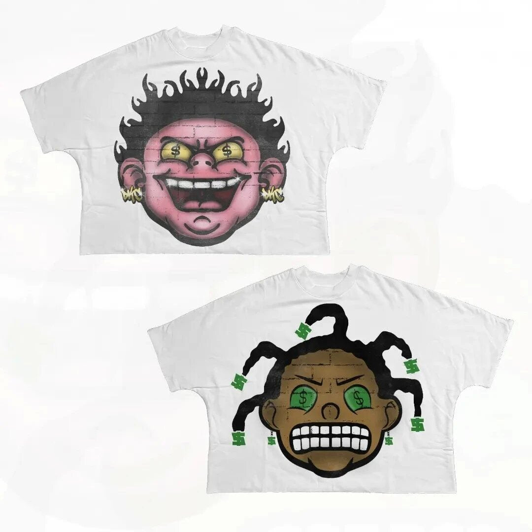 Y2K Punk Cartoon Hip Hop Graphic Unisex Oversized Streetwear Cotton Tee