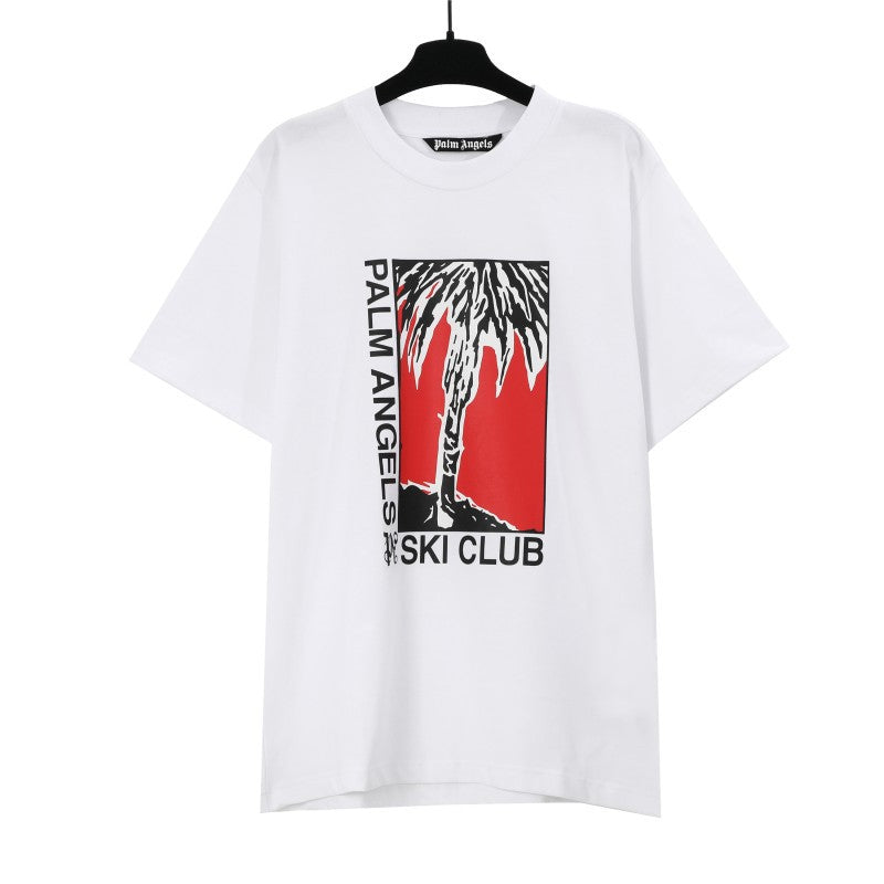 Palm Angels Graffiti Flame Palm Tree Graphic Oversized Tee Streetwear
