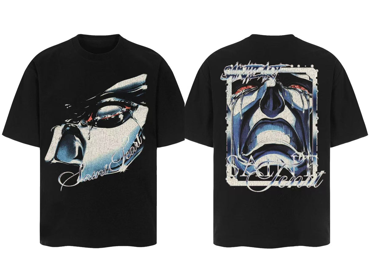 Saint Michael Vintage Multi‑Graphic Oversized Tee Streetwear Unisex