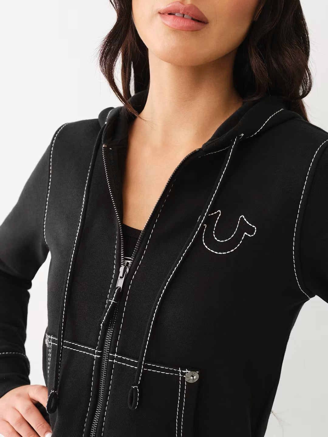 True Religion Y2K Zip Up Hoodie Sweatpants Set Women
