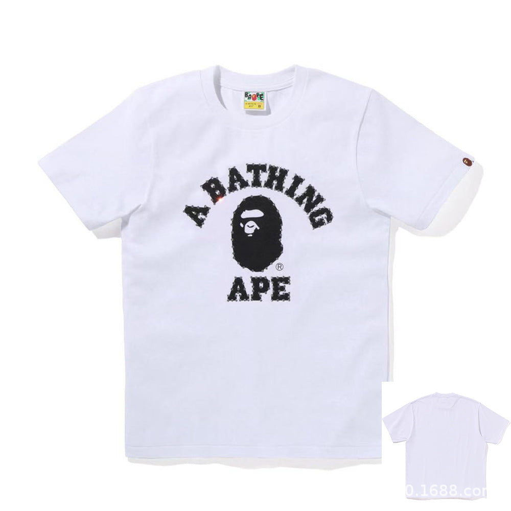 BAPE Shark Ape Head Camo Print Crew Neck Short Sleeve T‑Shirt Unisex