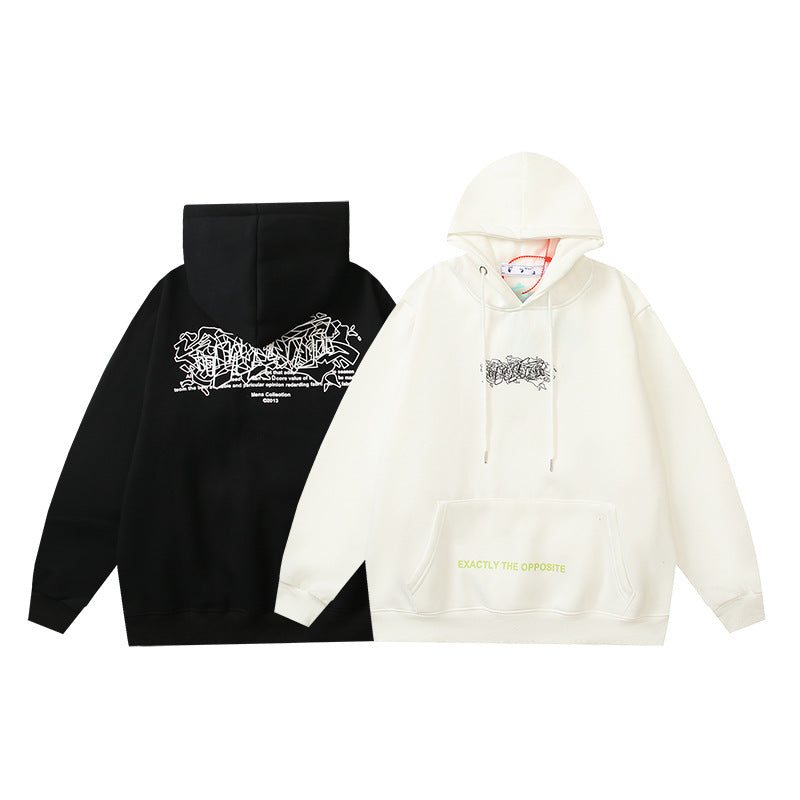 Off White Arrow Graphic Print Hoodie Streetwear Unisex