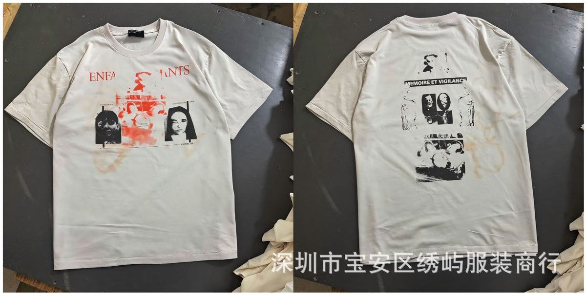 ERD Portrait Letter Print Crew Neck Short Sleeve T Shirt Unisex