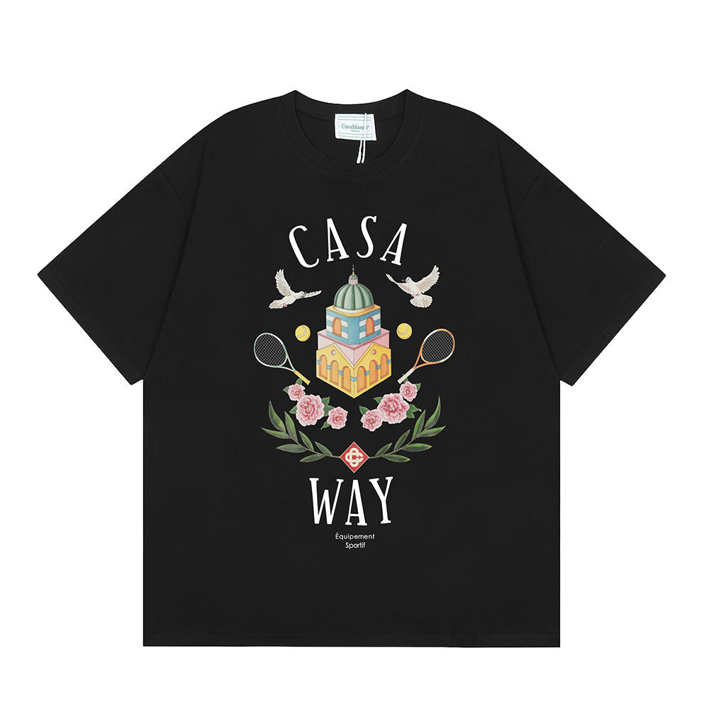 Casablanca Multi‑Print Tennis Floral Graphic Oversized Tee Streetwear