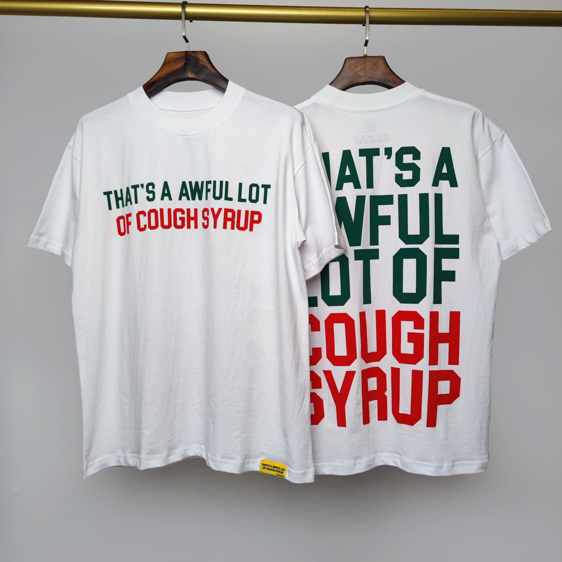ALOCS Cough Syrup Letter Graphic Short Sleeve Tee Streetwear Unisex