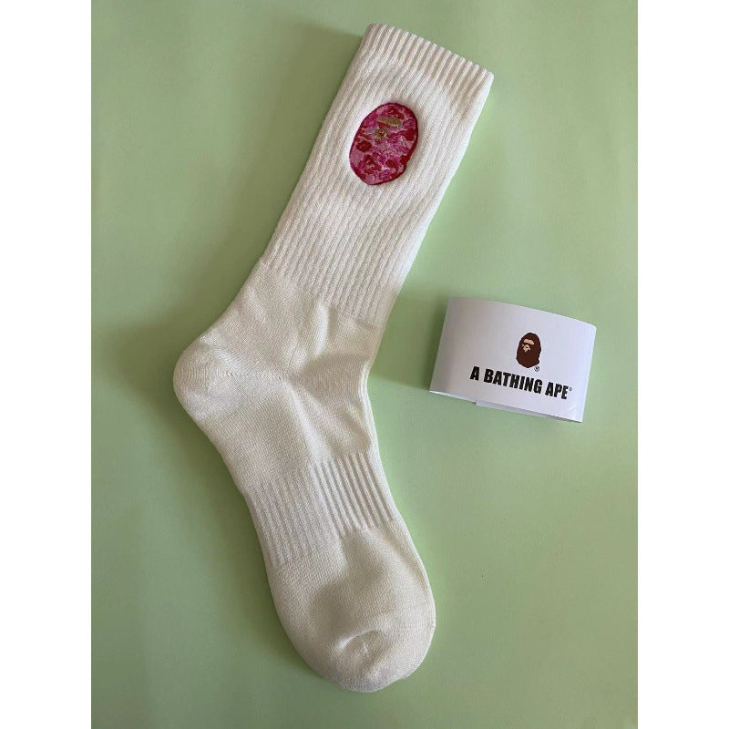 BAPE Ape Head Shark Embroidered Ribbed Crew Socks