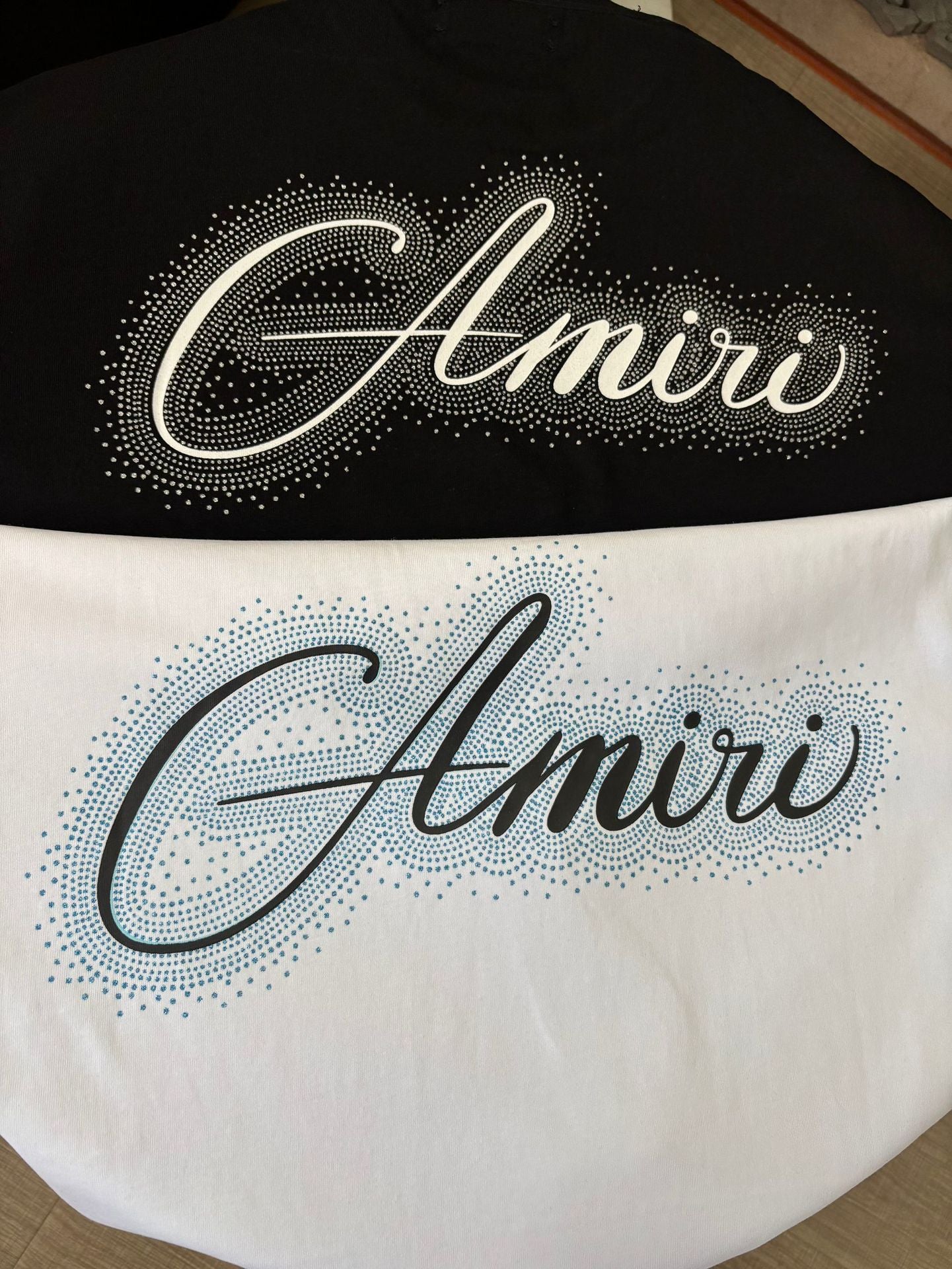 Amiri Classic Rhinestone Letter Print Crew Neck T Shirt Unisex