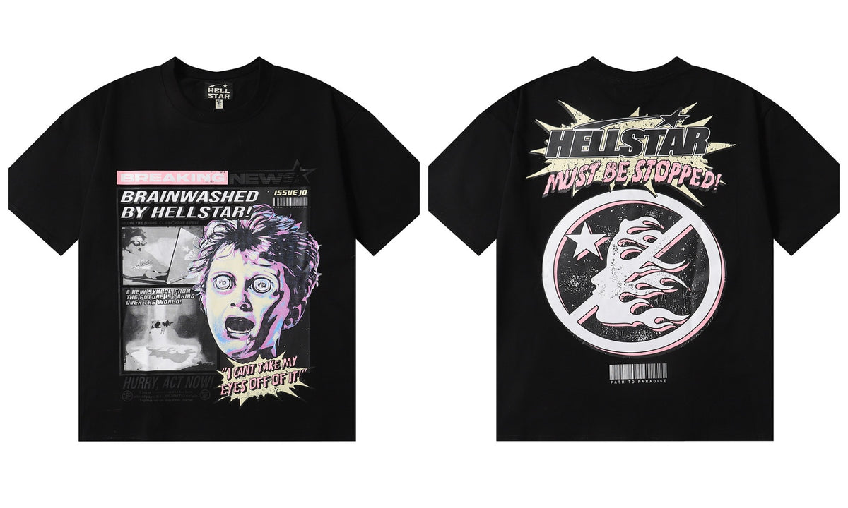 Hellstar Series Vintage Graphic Print Loose Unisex Streetwear T-Shirt