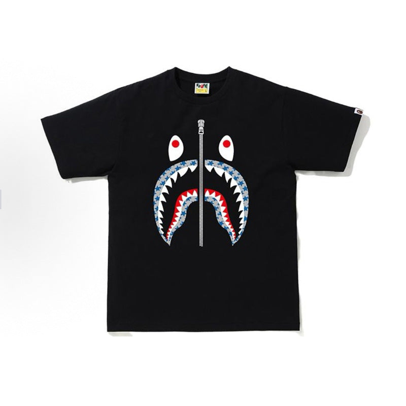 BAPE Ape Head Shark Print Unisex Casual T-Shirt
