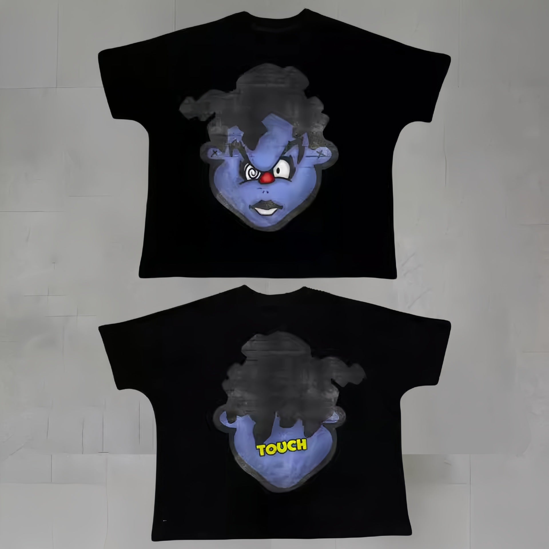 Touch Studios Y2K doppelseitiges Oversize-Vintage-Baumwoll-T-Shirt mit Cartoon-Print