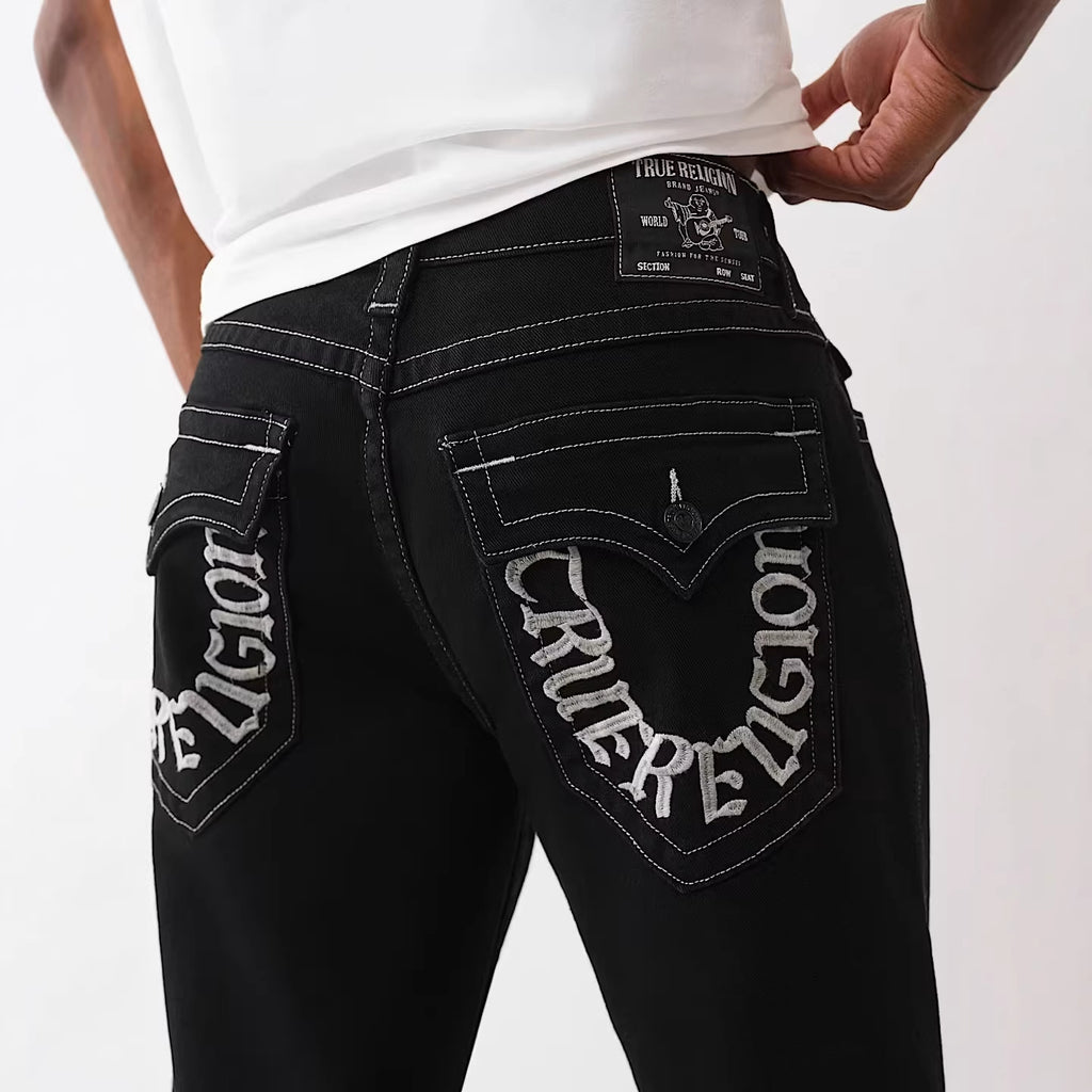True Religion Letter Embroidery Bobby Baggy Jeans Men Y2K