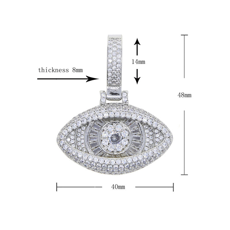 Iced Evil Eye Cross Pendant Hip Hop Chain Necklace
