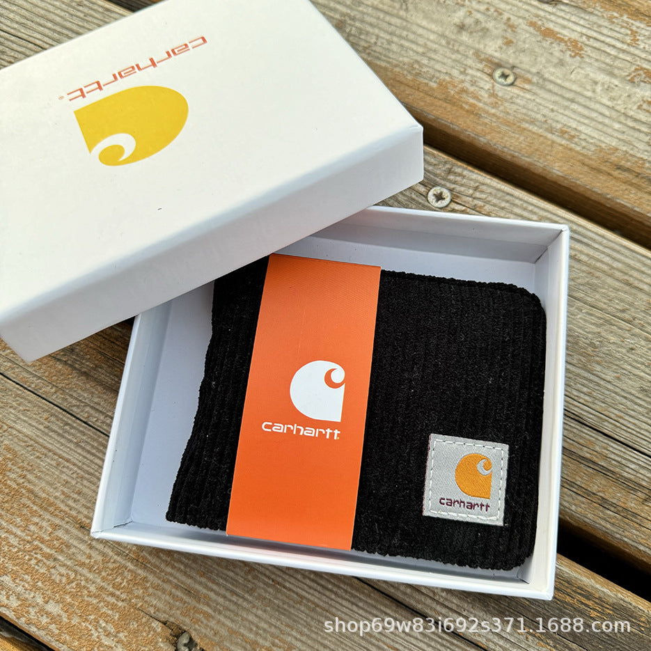 Carhartt Patch Logo Bifold Wallet Canvas Corduroy Paisley Card Holder