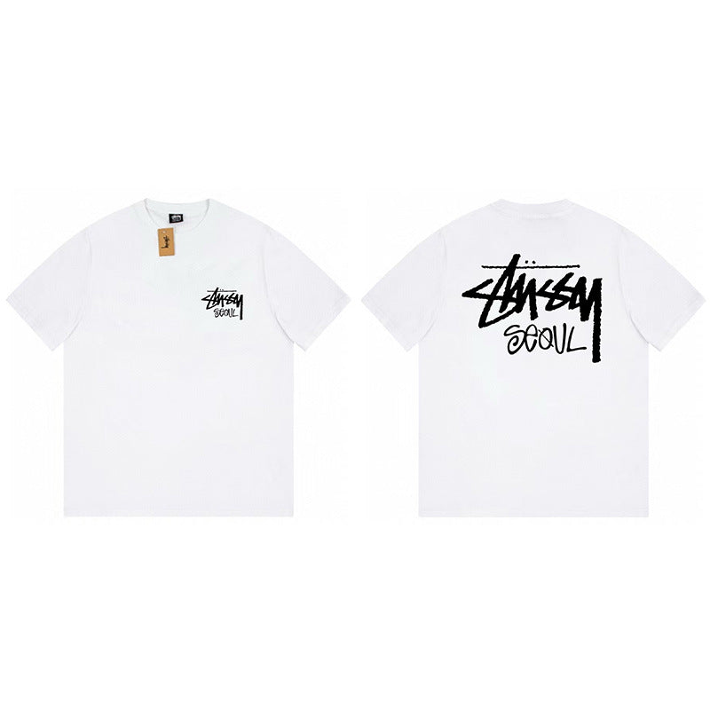 Stussy Graphic Print Collection Loose Casual Short Sleeve T-Shirt