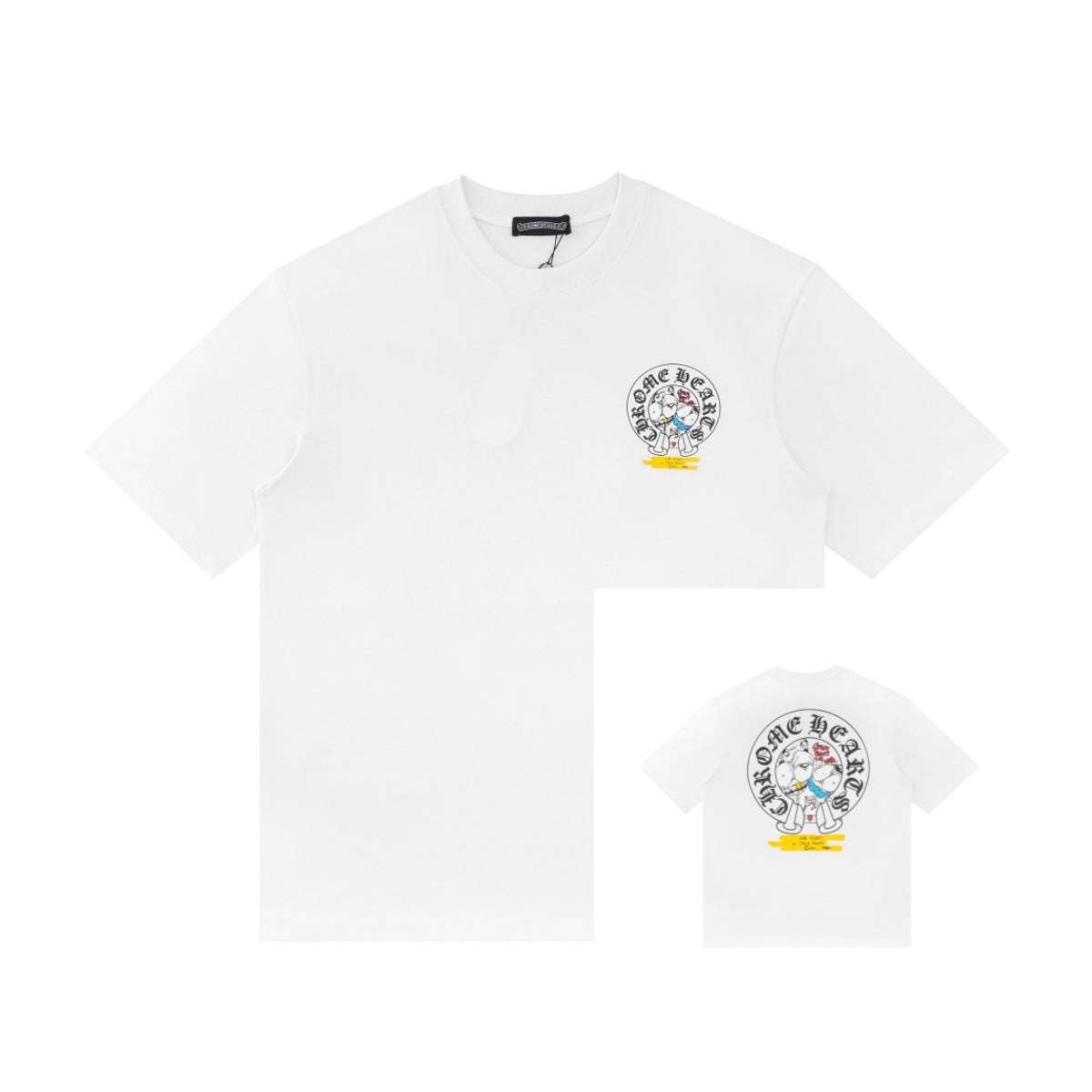 Chrome Hearts Color Sanskrit Cross Horseshoe Print Short Tee Unisex