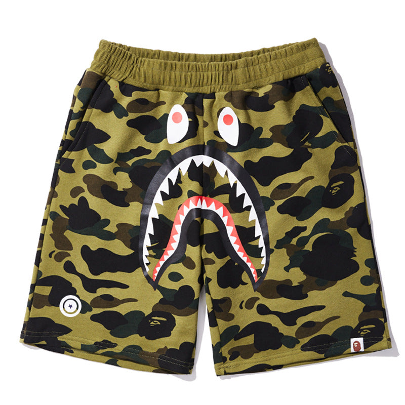 BAPE Shark Camo Print Streetwear Casual Shorts Unisex
