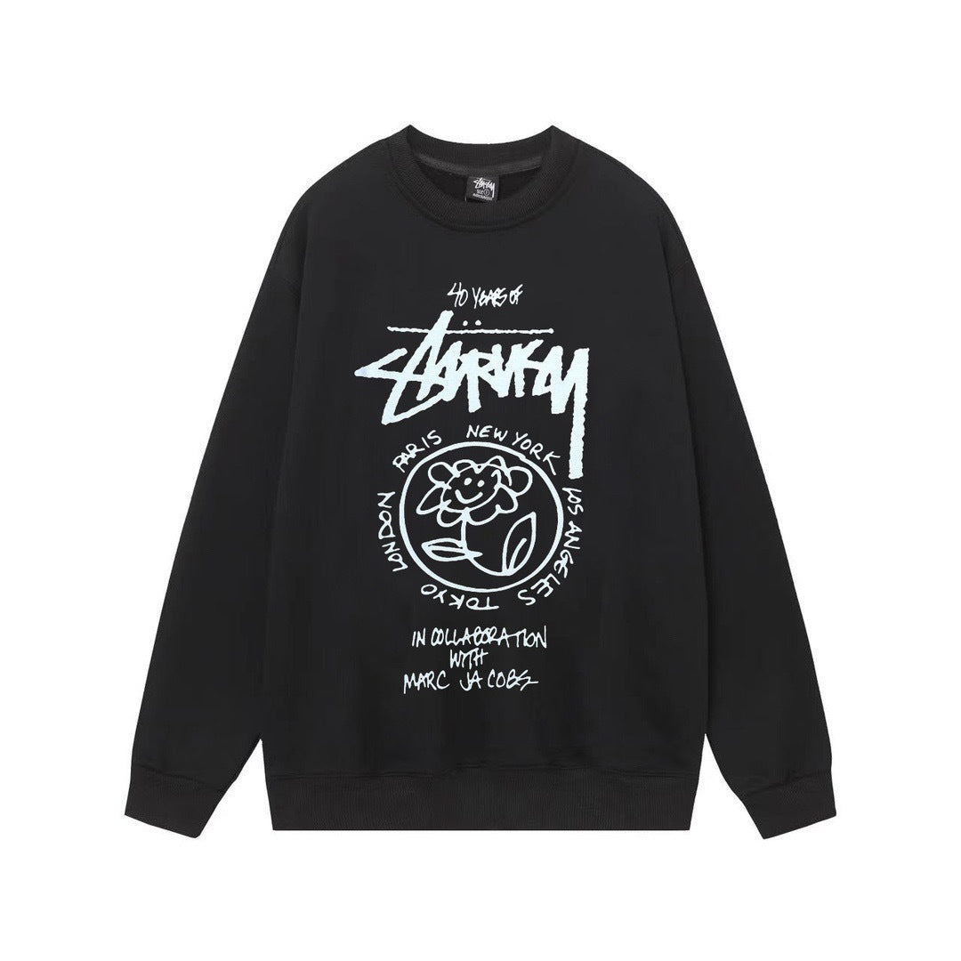 Stussy Graphic Crewneck Sweatshirt 8 Ball Dice Street Casual Pullover