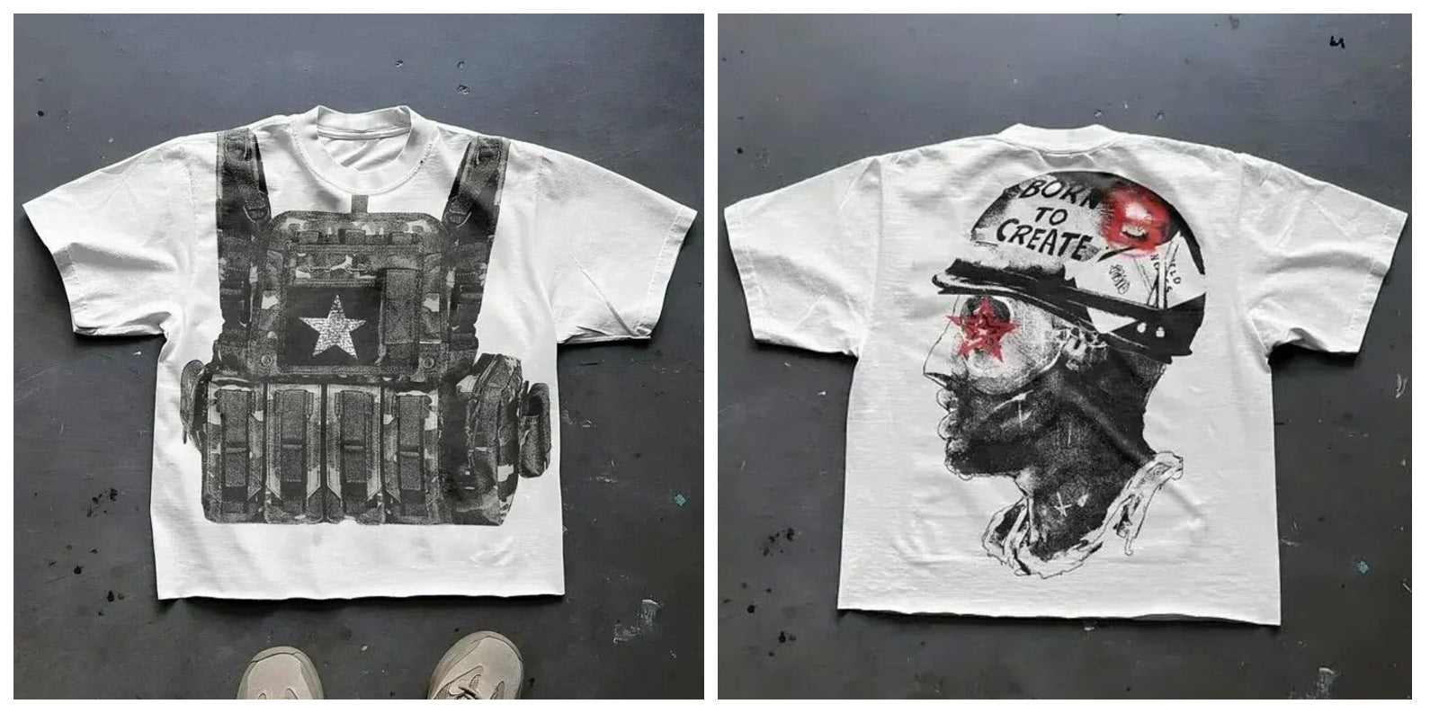 Y2K Taktisches Militär-Grafik-Unisex-Oversize-Streetwear-Baumwoll-T-Shirt